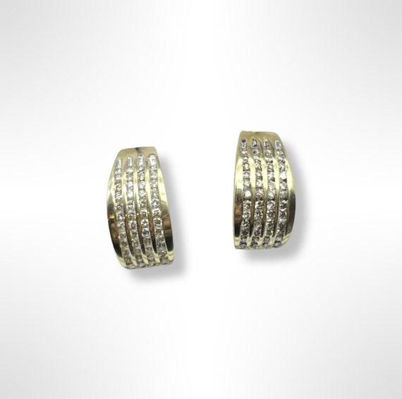 14k Gold Earrings with Four Diamond Channels - image 1