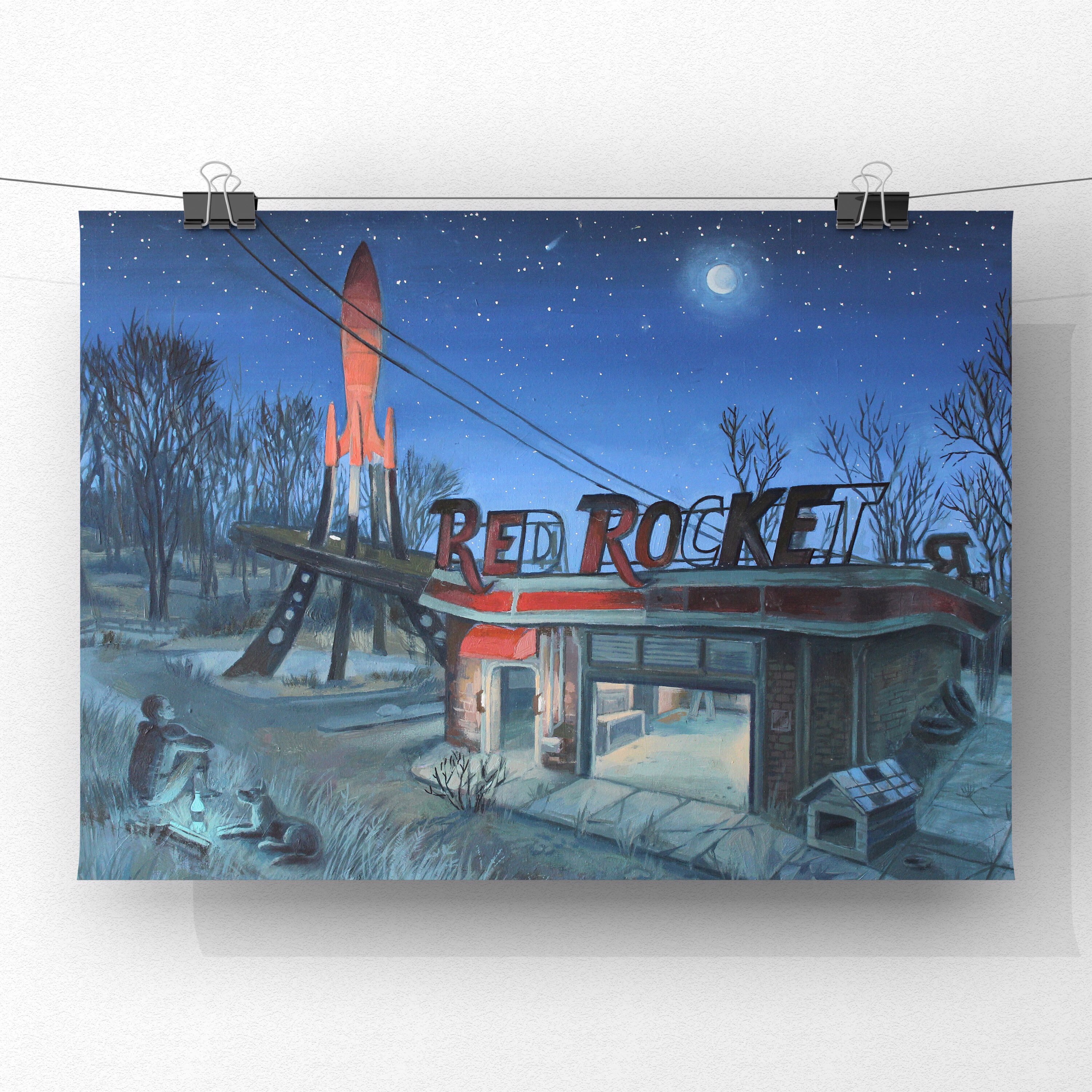 FALLOUT PRINT on paper Red Rocket Art Fallout wall decor Etsy