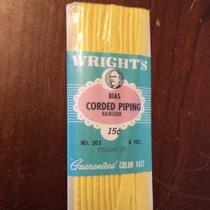 Wright&#39;s Bias Corded Piping No. 303 4 Yds. Yellow 79