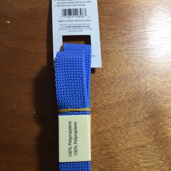 Dritz 1” Belting/Strapping 2 Yards.  Royal Blue. For straps for totes and bags and other fashion and home crafts.  100% Polypropolene.