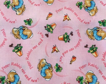 Peter Rabbit Fabric Pink Easter  Frederick Warne & Co., 2001 - 100% Cotton