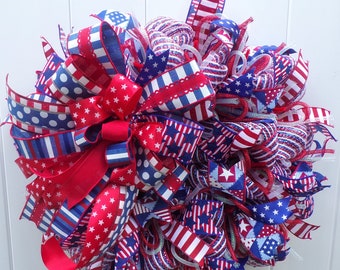 Red, White and Blue Patriotic Wreath