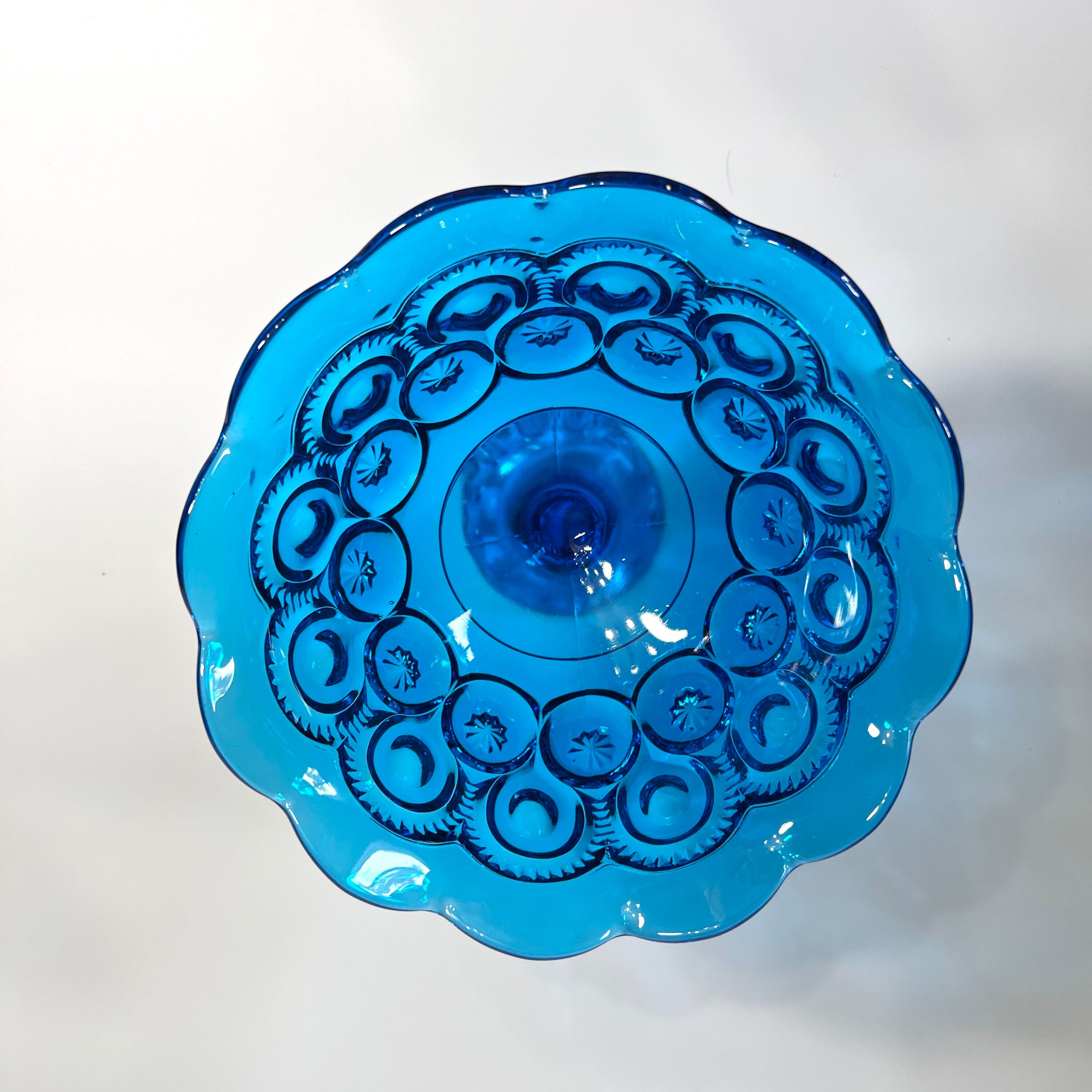 Vintage L.E. Smith Blue Moon and Stars Compote Pedestal Dish Etsy