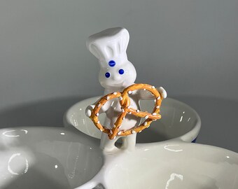 Pillsbury Dough Boy Ceramic Three Bowl Snack Dish in