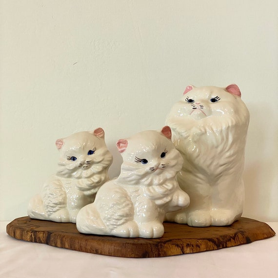 Set of Three Vintage Ceramic Cats - Etsy