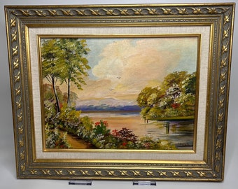 Landscape scene oil painting signed and framed