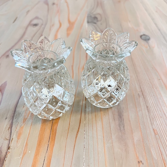 Vintage crystal pineapple candle stick holders - Etsy 日本