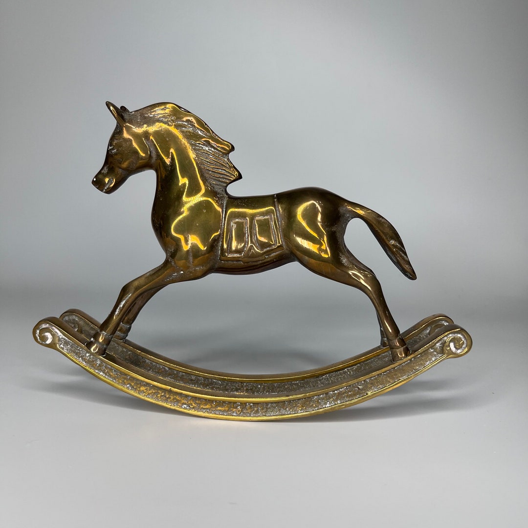 Vintage Brass Rocking Horse Etsy
