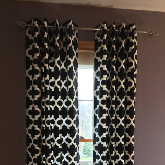 Ready To Go Fynn Black And White Grommet Style Lined Drapes Etsy