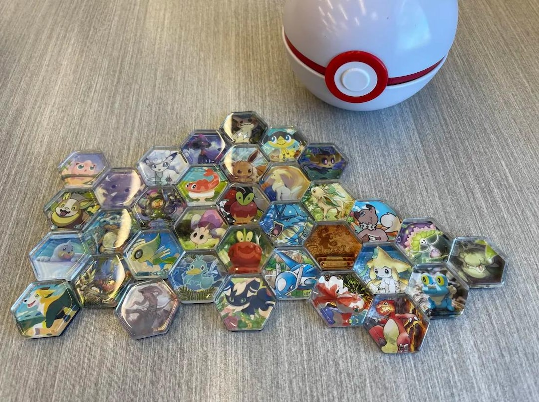 Pokemon TCG Acrylic Hexagon Refrigerator Magnets Mystery Pack 6
