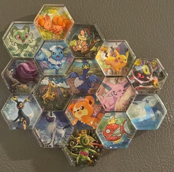 Pokemon TCG Acrylic Hexagon Refrigerator Magnets Mystery Pack 6