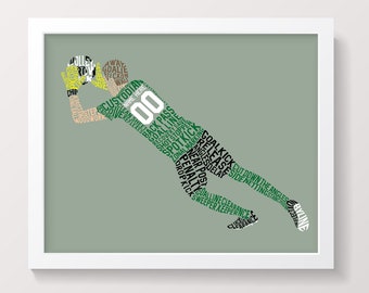 Soccer Goalie Word Art Print, Customize With Name & Number And In Any Colors, Football Goalkeeper Typographic Wall Art, Choice of Sizes