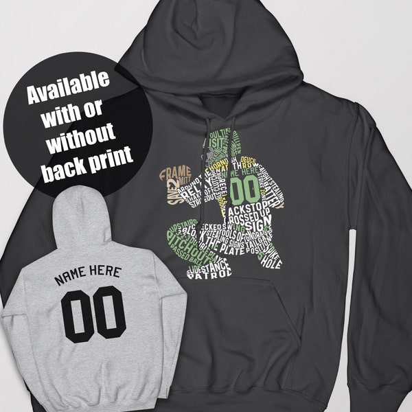 Baseball Catcher Word Art Hoodie, Customize With Name & Number And In Any Colors, Available In Adult Unisex And Youth Sizes