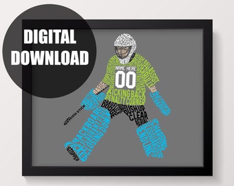 Field Hockey Goalie Word Art Printable, Customize With Name & Number And In Any Colors, Custom Digital Download, 24 Hour Turnaround Time