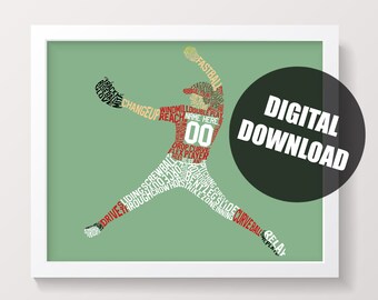 Softball Pitcher Word Art Printable, Customize With Name & Number And In Any Colors Scheme, Digital Download, 24 Hour Turnaround Time