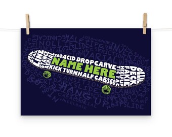 Buy Skateboard Word Art Print Customize With A Name or Short Online in  India - Etsy