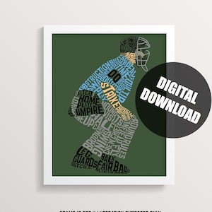 Arte de palabras de árbitro de béisbol imprimible, hecho a pedido, descarga digital, personalizado con número, en cualquier color, entrega en 24 horas, árbitro de sóftbol