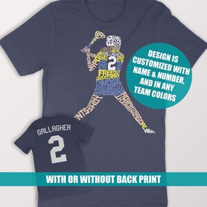 Custom Camogie Player Word Art T-Shirt, Personalize With Team Colors And Name & Number