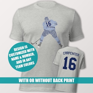 Hockey Player Word Art T-Shirt, Personalize With Name & Number, In Any Color Scheme, Also Available With Back Print, Adult And Youth Sizes