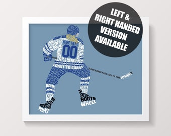 Hockey Player Word Art Print, Customize With Name & Number and in Any Colors, Personalized Ice Hockey Wall Art, Girl Player Version