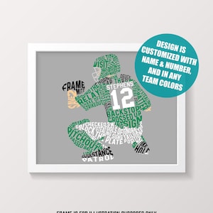 Baseball Catcher Word Art Print, Customized With Name & Number And In Any Colors, Personalized Typographic Softball Catcher Wall Art