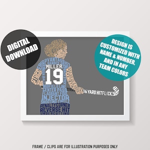 Field Hockey Player Word Art Printable, Customise With Name & Number, In Any Colors, Typographic Digital Download, 24 Hour Turnaround Time