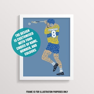 Hurling Word Art Print, fertigen Sie mit Name & Nummer und in beliebigen Farben, typografische Hurler GAA Wandkunst in verschiedenen Größen zur Auswahl