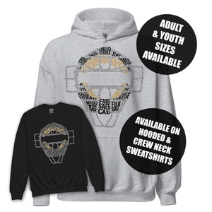Baseball Softball Umpire Mask Word Art Hoodie / Sweatshirt