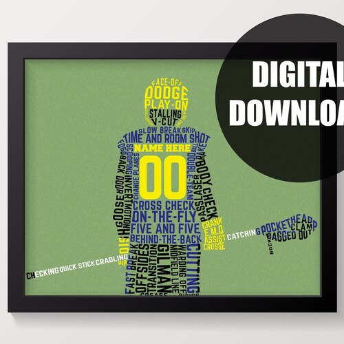 Custom Name and Number Lacrosse Player Printable Digital Etsy