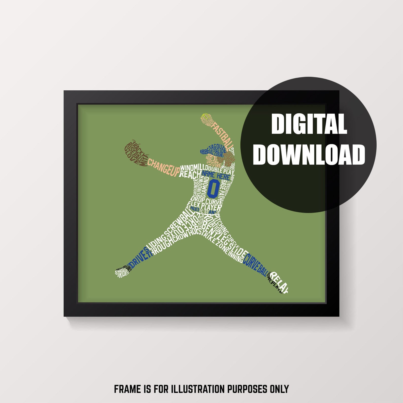 Softball Pitcher Word Art Printable Downloadable Print Etsy