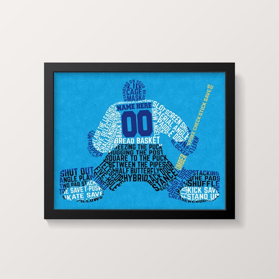 Custom Name And Number Hockey Goalie Print Hockey Print Etsy