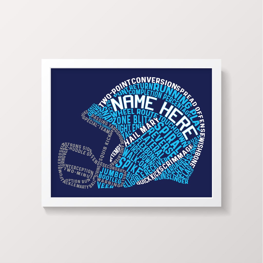 Football Helmet Word Art Print, Personalized Football Print, Football