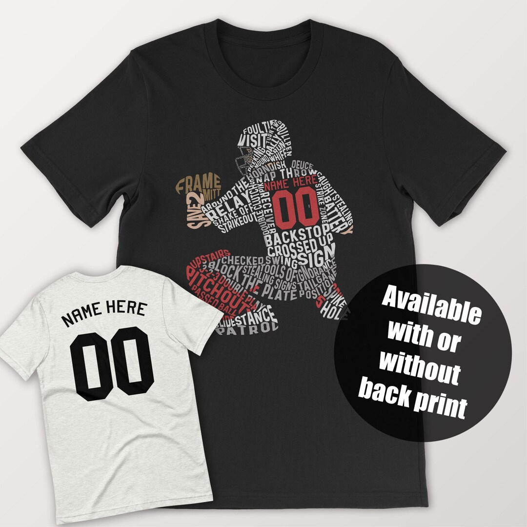 Custom Baseball Catcher Tshirt Add Any Name & Number Sports Etsy