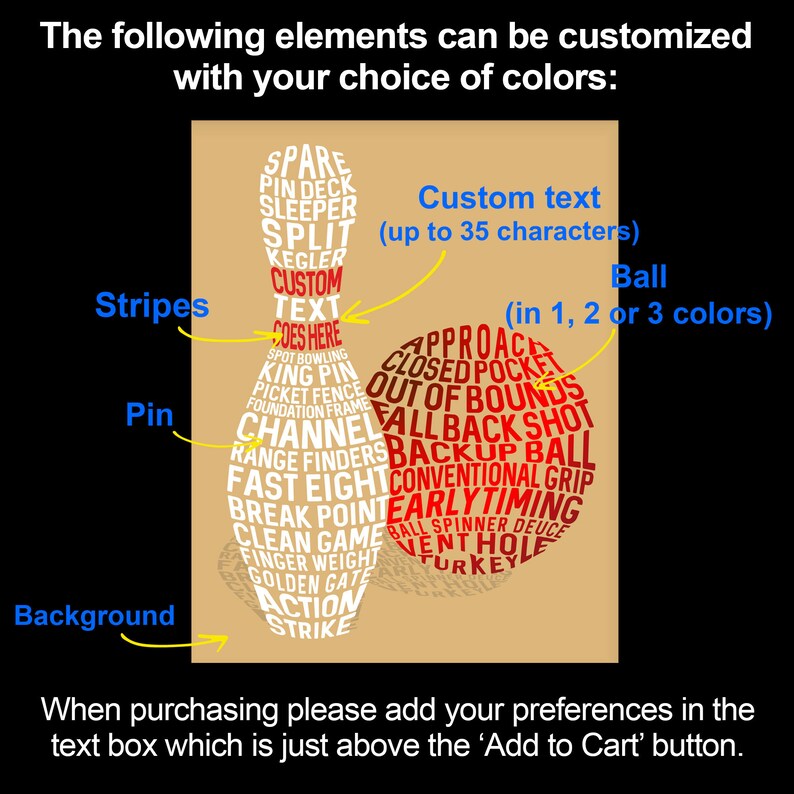 Bowling Word Art Printable Personalize With Name / Message Etsy