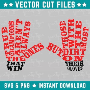 File SVG e PNG con citazione ispiratrice sui guanti da portiere di calcio per taglierine artigianali, decalcomanie, adesivi, trasferimenti in vinile per magliette, download immediato