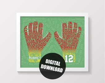 Soccer Goalie Gloves Word Art Printable, Customize With Name & Number, In Any Colors, Football Goalkeeper Digital Download, 24hr Turnaround