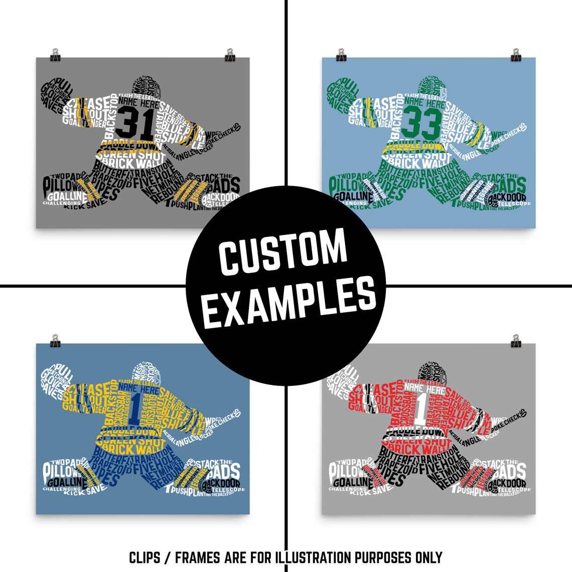 Hockey Goalie Word Art Printable Customize With Name & Number Etsy