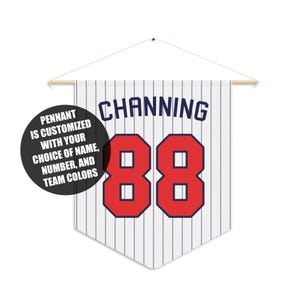 Custom Baseball Pennant, Personalize With Name & Number And In Any Team Colors, Option To Add Date / Short Message, Softball Banner