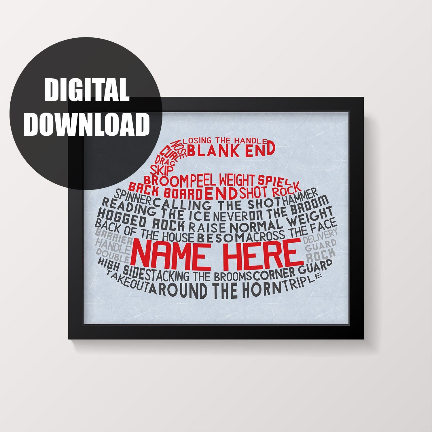 Curling Word Art Printable Customize With Name or Short Etsy