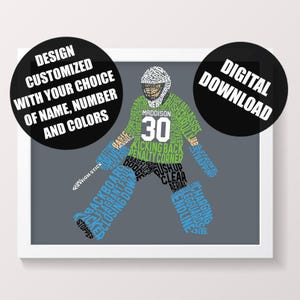 Field Hockey Goalie Word Art Digital Download - Customized With Name & Number, In Any Colors
