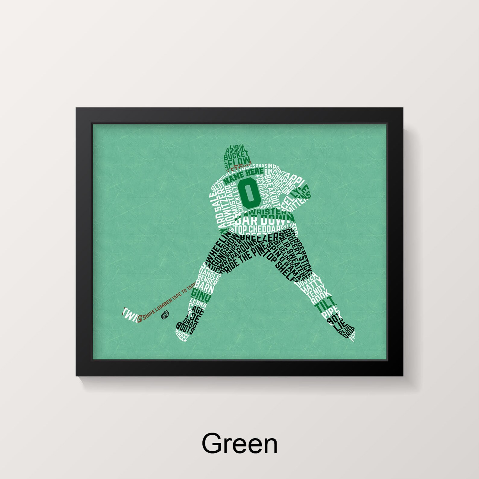 Hockey Player Word Art Printable Downloadable Print Etsy