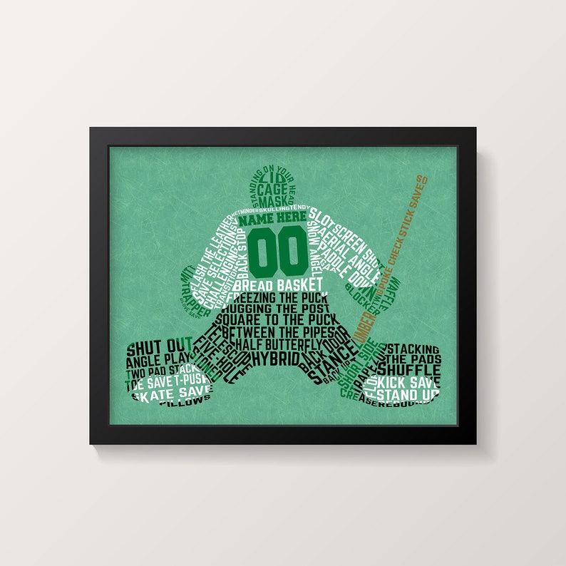 Custom Name And Number Hockey Goalie Print Hockey Print Etsy