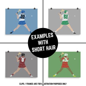 May include: Four different color variations of a word art illustration of a camogie player. The player is depicted in a dynamic pose, holding a hurley and a sliotar. The player's silhouette is formed by words related to the sport of camogie, such as "points", "free", "hurley", "camogie", and "sliotar".