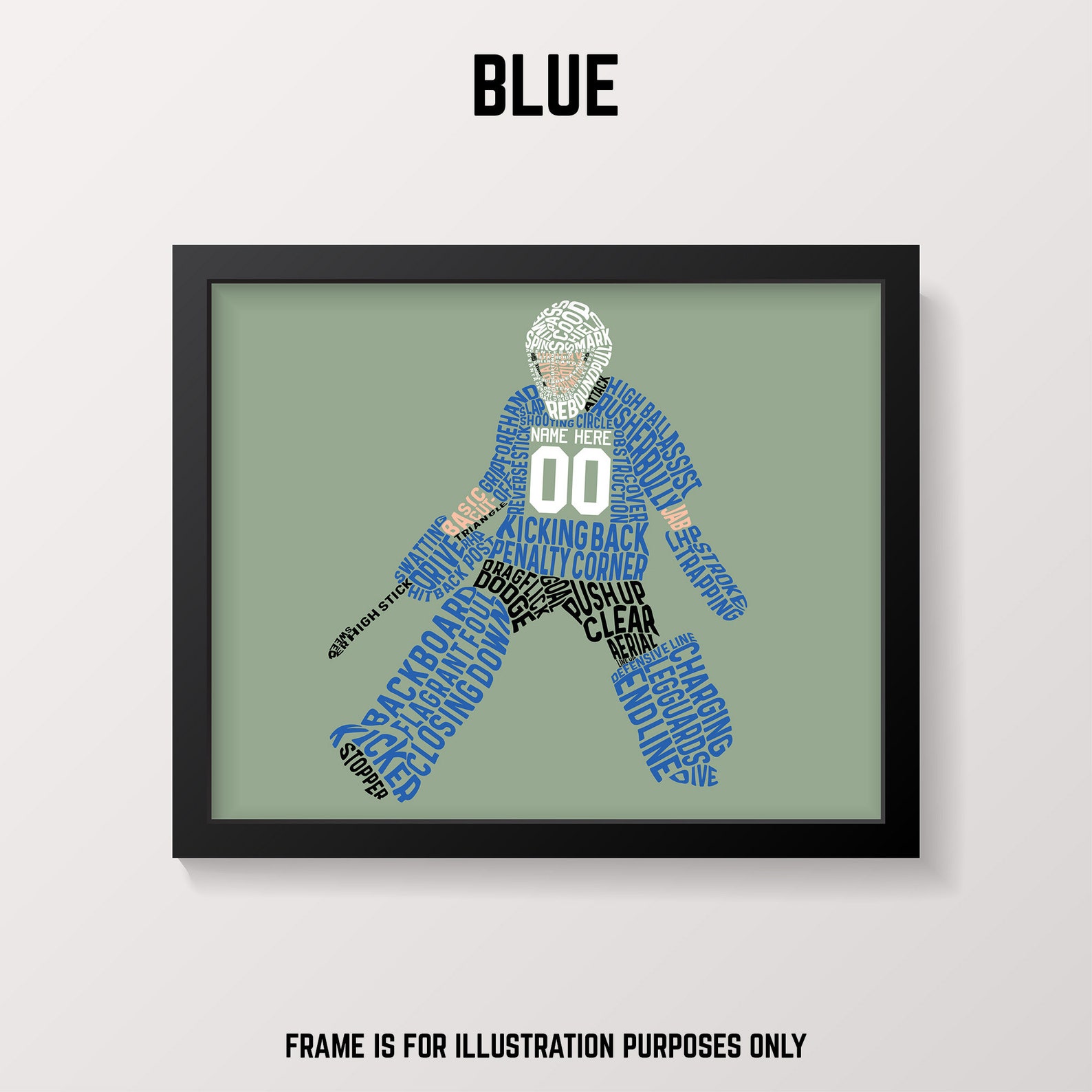 Custom Field Hockey Goalie Word Art Print Customize With Name Etsy