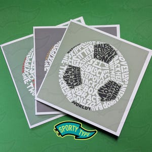 Soccer Ball Word Art Card, Handmade 5x5in Card, With Envelope, Birthday, Congratulations, Thank You Coach Card, Color Choices, Blank Inside