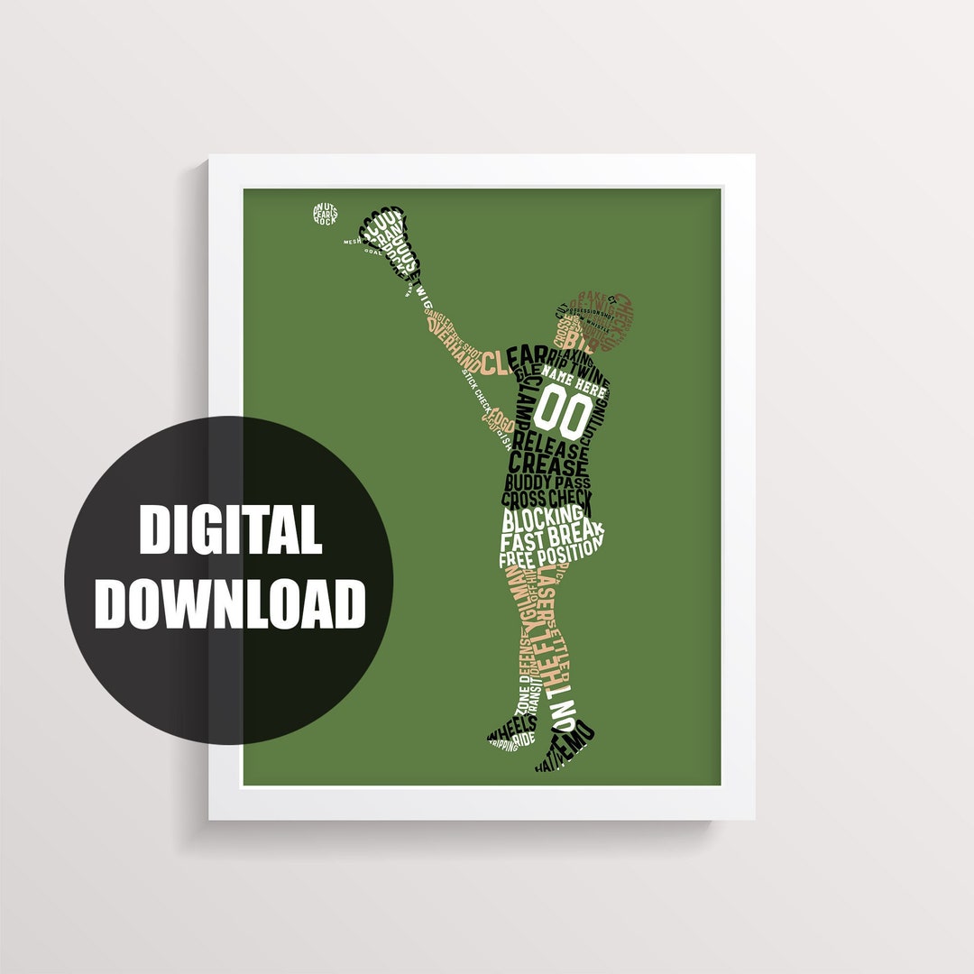 Lacrosse Word Art Printable, Customize With Name & Number, in Any