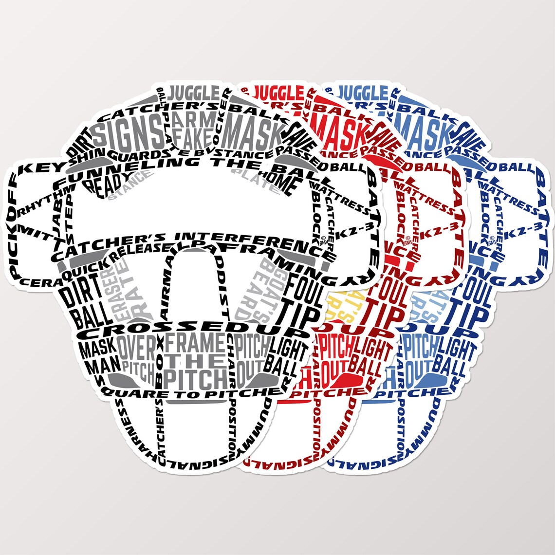 Catchers Mask Sticker Baseball Catcher Baseball Word Art Etsy