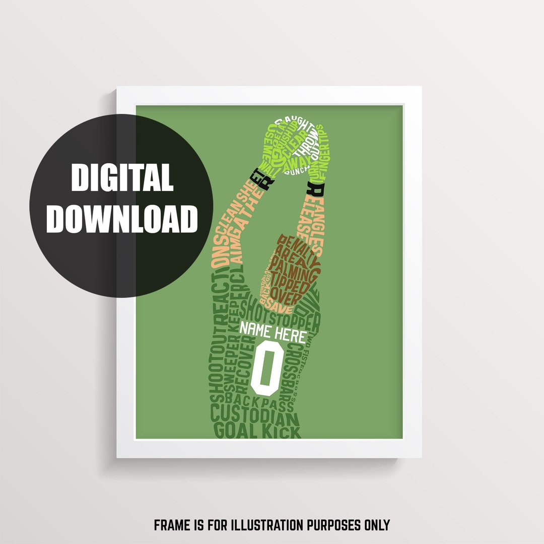 Soccer Goalie Word Art Printable, Customize With Name & Number and in