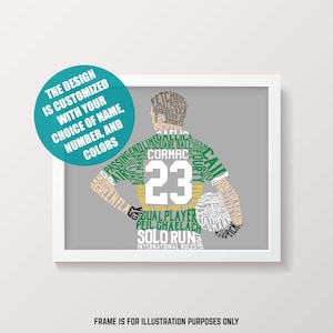 Gaelic Football Word Art Print, Customize With Name & Number And In Any Colors , Peil Ghaelach, Gaelic Games, Caid, GAA Custom Wall Art