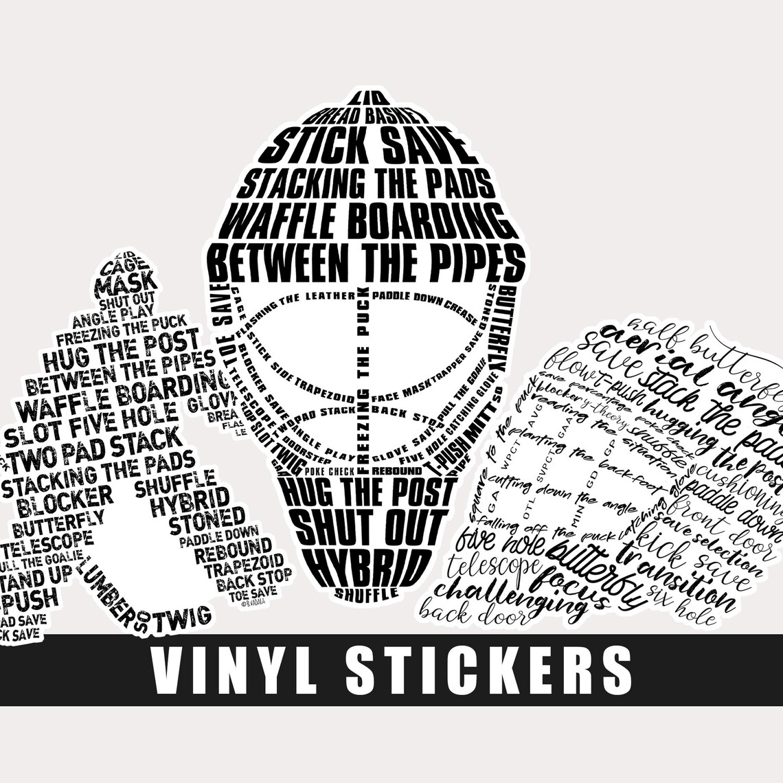 Hockey Goalie Word Art Stickers Ice Hockey Stickers Goalie Etsy